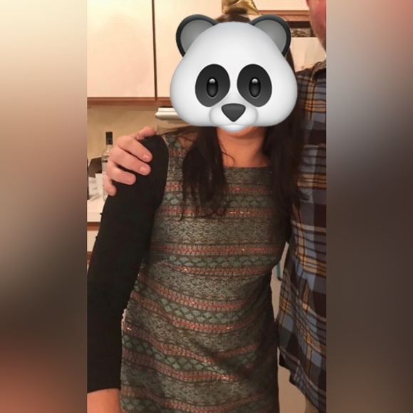 Designer Mermaid! Adrianna Papell colorful shimmer teal orange stripe sheath - Picture 3 of 13